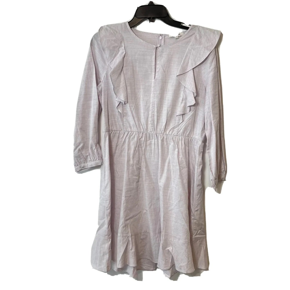 Madewell Ruffle Shoulder Mini Dress 4 Purple Long Sleeve Keyhole Peasant Prairie